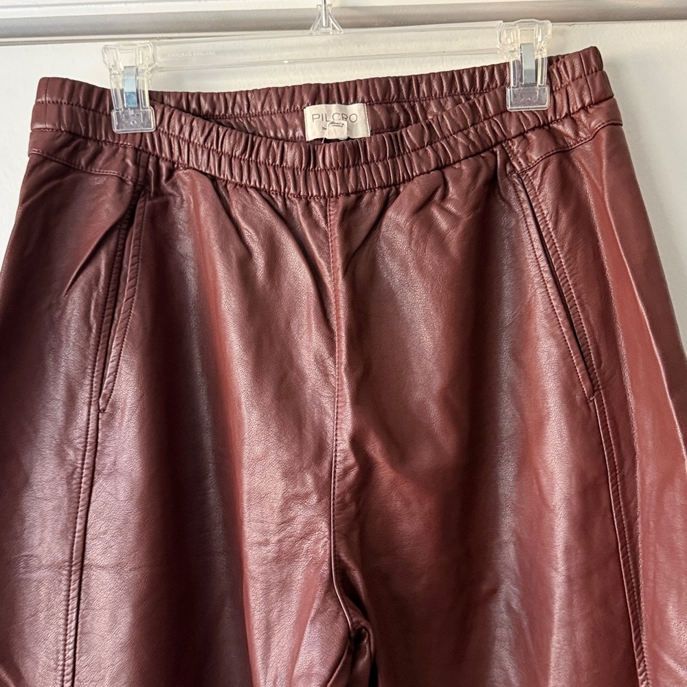 Anthropologie Pilcro The Izzie Relaxed‎ Pull-On Barrel Trousers Faux Leather - Picture 3 of 7